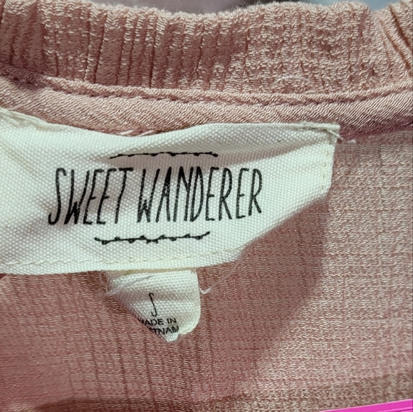 Sweet Wanderer Women's Pink Front Tie V-Neck Tiered Midi Dress Size Small EUC - Picture 3 of 9